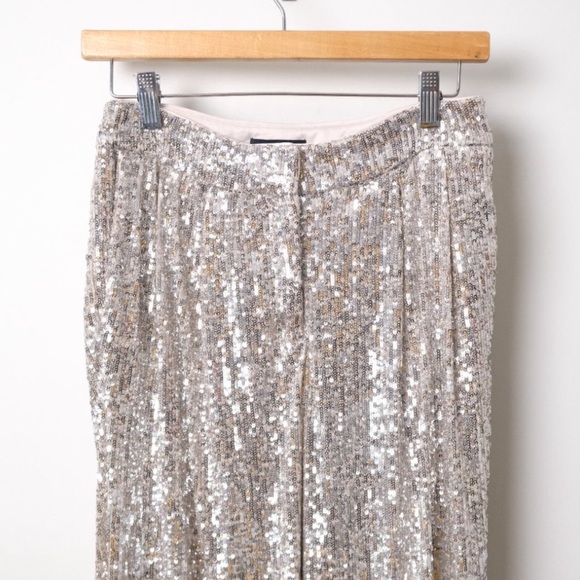 Express High Waisted Sequin Pleated Cropped Trouser Size Small - Picture 7 of 12